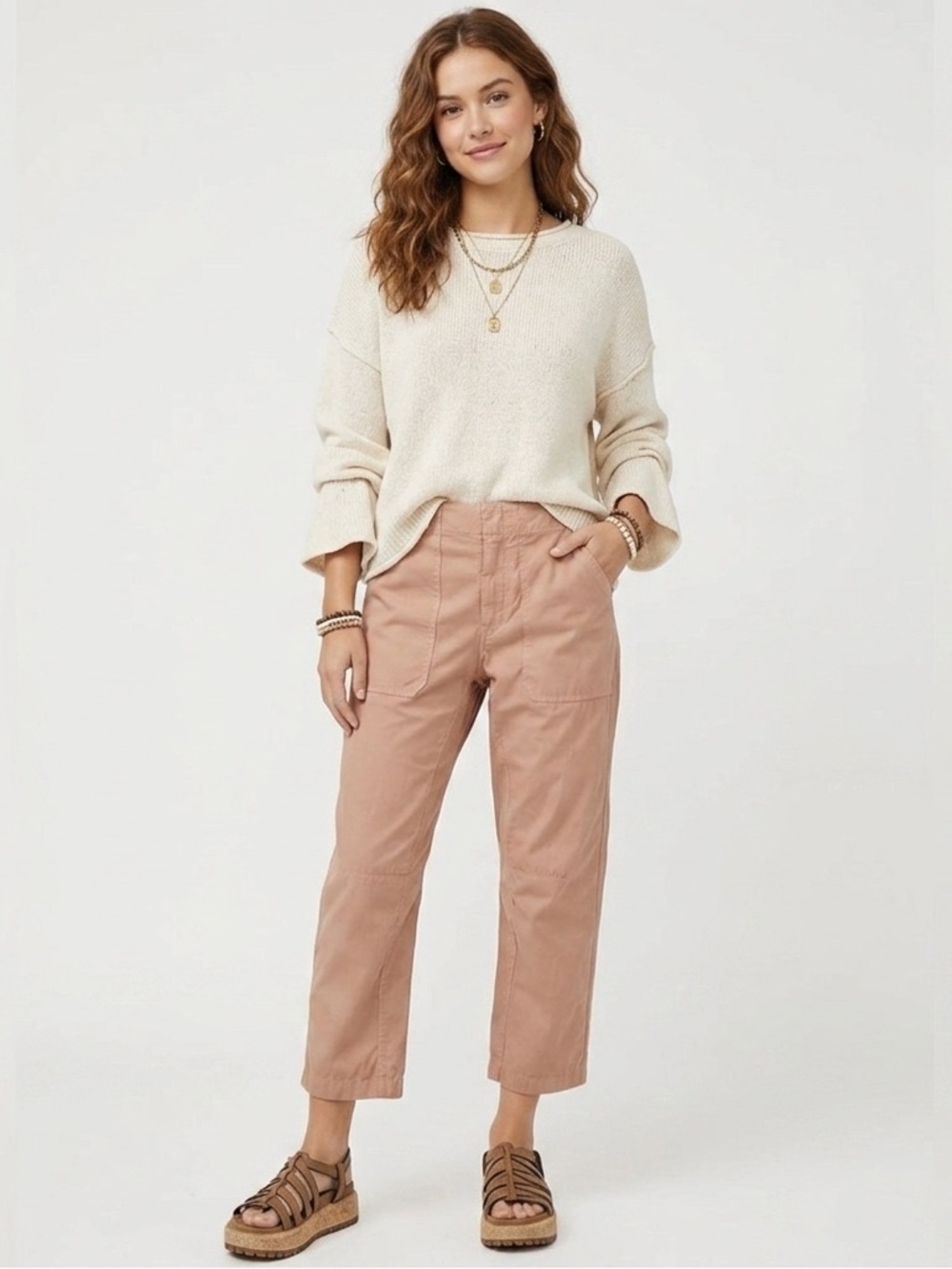 Rag & Bone Khaki Leyton Workwear Cotton Pants Pink Size 2 Minimalist Cottagecore